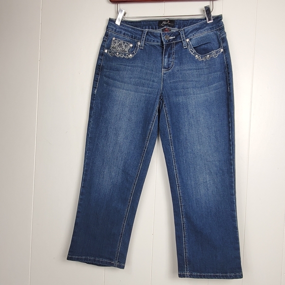 Earl jeans rhinestone bling capri jeans size 6 petite - Picture 7 of 14